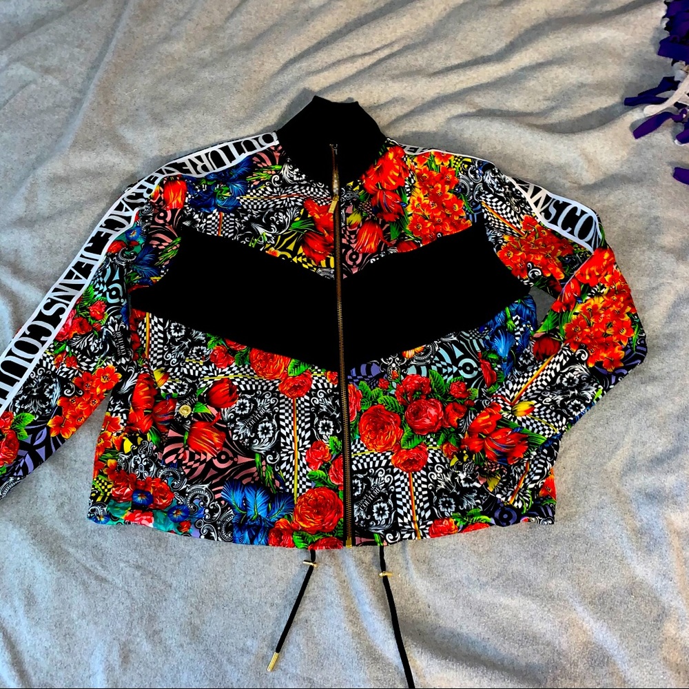 Versace Flower Print & Logo Tape Jacket sz Small